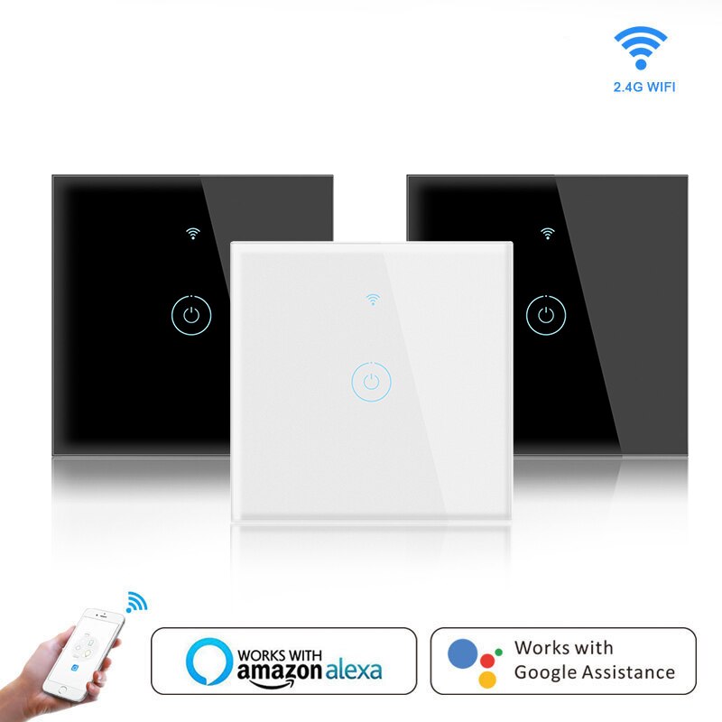 Eu Wifi Smart Switch Werken Met Google Home Alexa Smart Home Wifi Afstandsbediening Muur Lichtschakelaar Panel Muur Touch lichtschakelaar