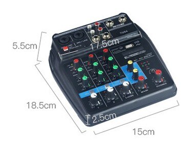 A4 Sound Mixing Console Bluetooth Record 48V Phantom Power Monitor AUX Paths Plus Effects 4 Channels Audio Mixer with USB