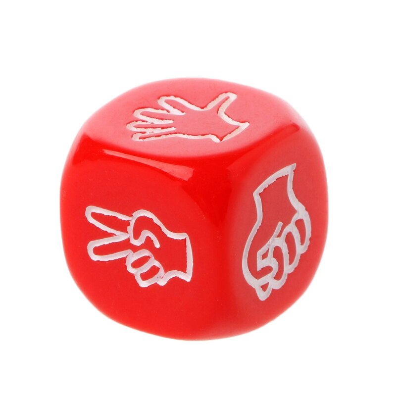 1PC 6-Seite 20mm Acryl Trinken Spiel Würfel Rock Papier Schere Finger-vermute Glücksspiel Spielzeug: Rot