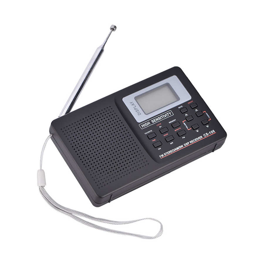 FM/AM/SW/LW/TV Sound Full Frequency Receiver Receiving Radio Alarm Clock with Earphone
