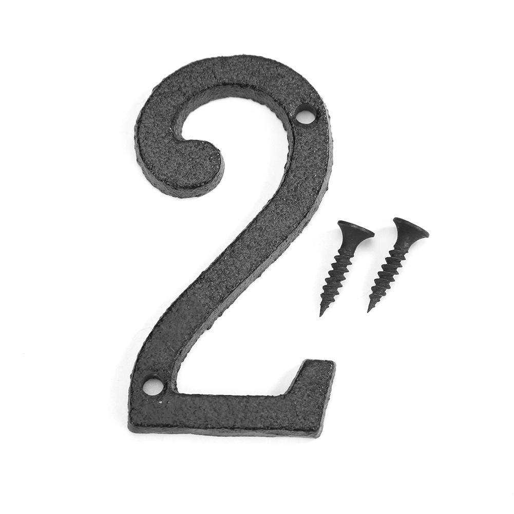 Metal Digital Numbers Cast Iron House Sign Doorplate DIY Cafe Wall Decor: 2