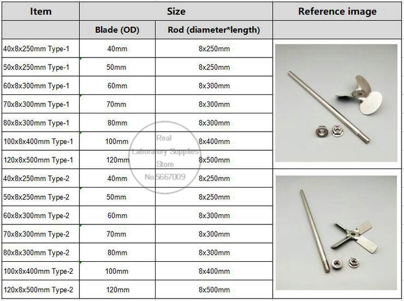 1set 40mm-120mm Stainless Steel Three-leaf/cross-leaf Stirring Paddle with 45° Blade and Shaft for Laboratory Mixing Equipment