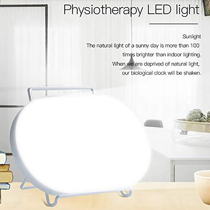 Bright White Light Therapy Lamp with 4 Adjustable Brightness, UV-Free 10,000 Lux LED Therapy Light, Press Control with Timer Fun