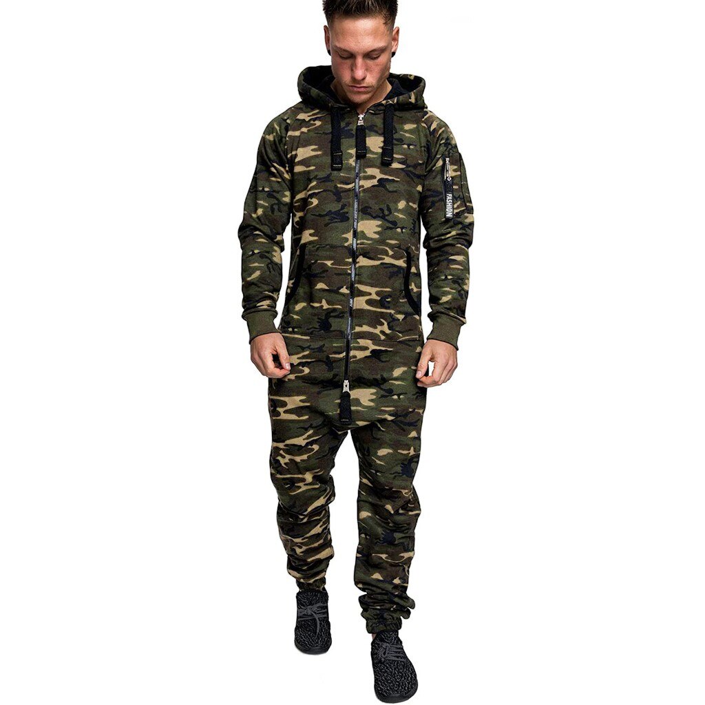 Los hombres camuflaje monos de Pijama de manga larga con capucha Casual Pijama de Hombre Ropa de otoño e invierno chándal pantalones Pijama Hombre