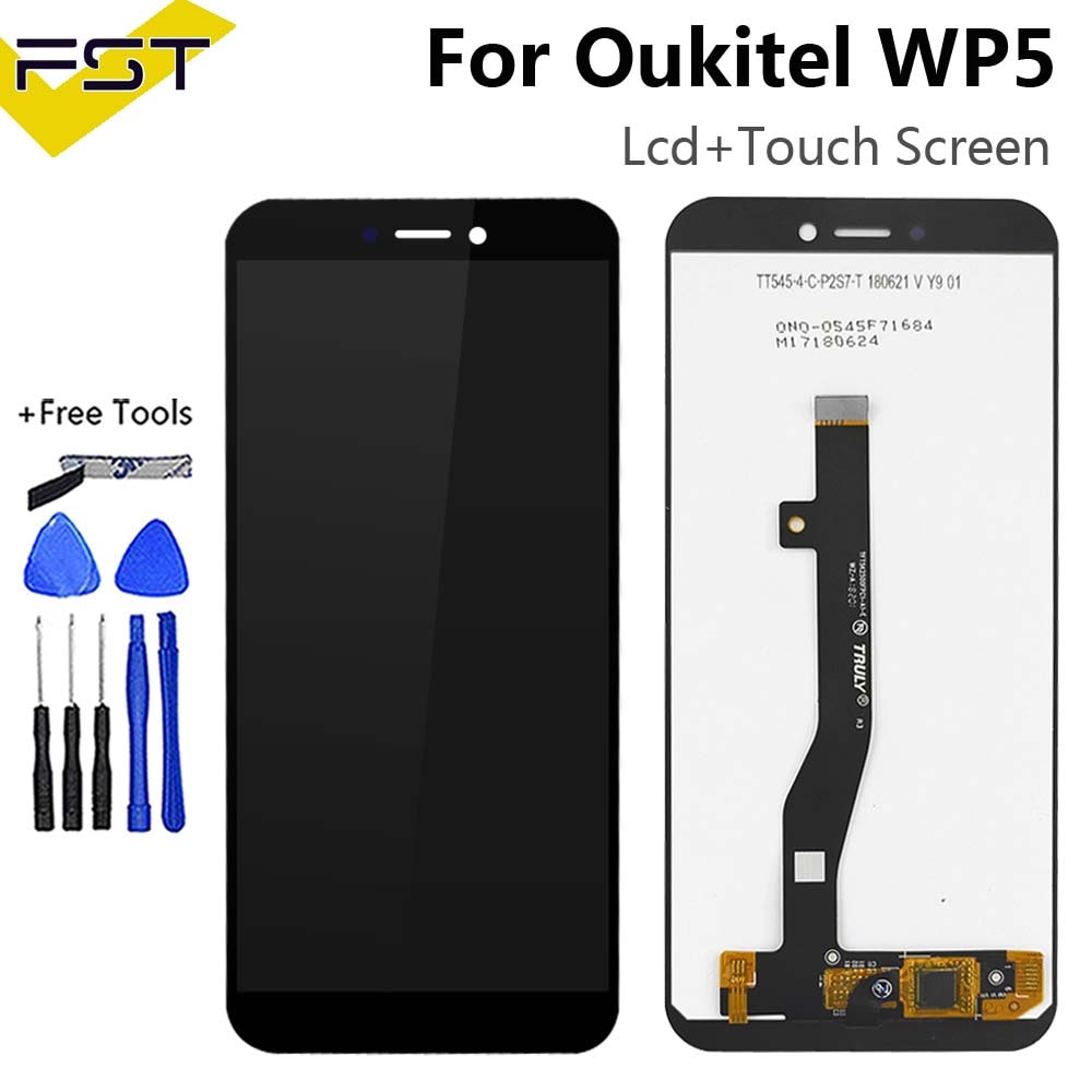 Black 5.5''For Oukitel WP5 LCD Display+Touch Screen Screen Digitizer Assembly Repair Parts+Tools +Adhesive LCD Glass Panel