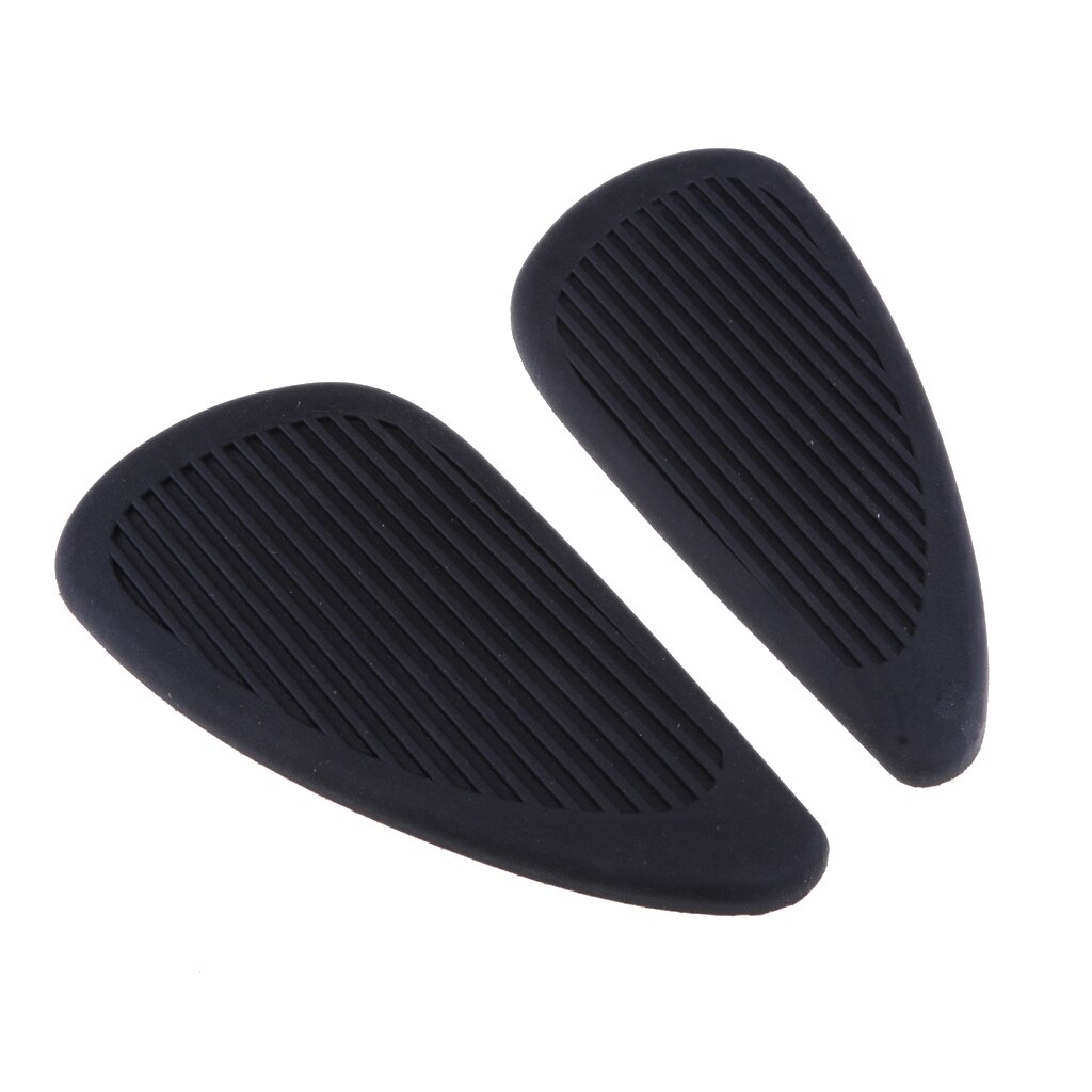 2 Pcs Motorcycle Rubber Fuel Tank Traction Side Pad Knee Grip Protector Sticker Tankpad - Black