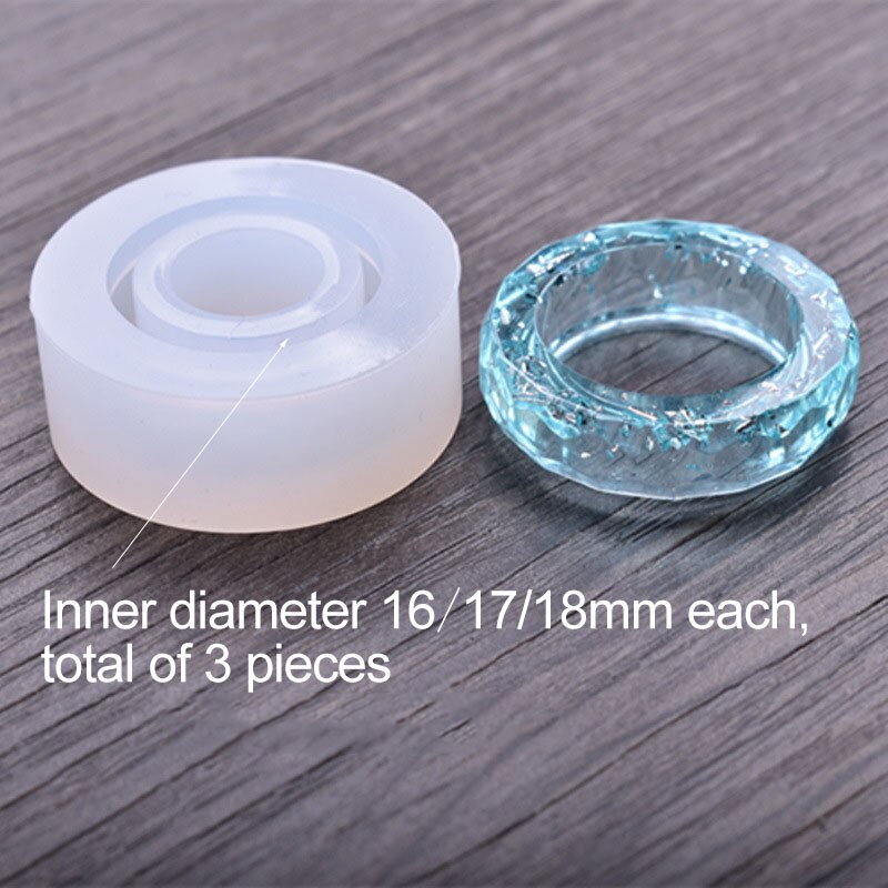 3pc katt diamant platt formad ring hängande diy silikonform diy fyllning epoxiharts för smycken gör harts formar: Diamant 3 delar