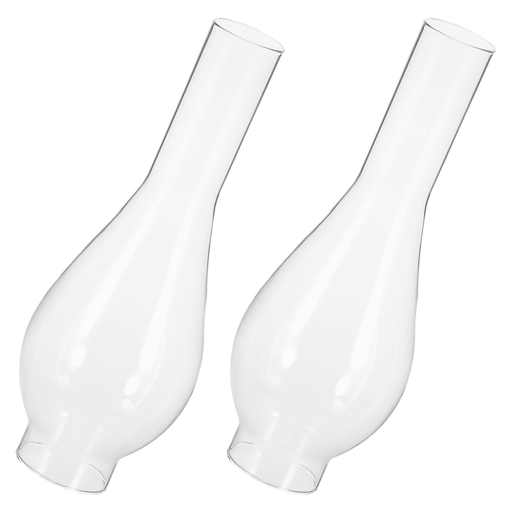 2 Pcs Glass Oil Lamp Chimney Antique Clear Kerosene Lamp Shade Replacement Vintage Lantern Covers Lighting Accessories