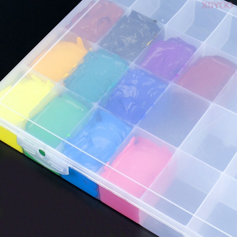 24 Grid Transparante Verf Doos Grote Capaciteit Lege Aquarel Gouache Pigment Doos Hydraterende Palet Opslag Verf Art Supply