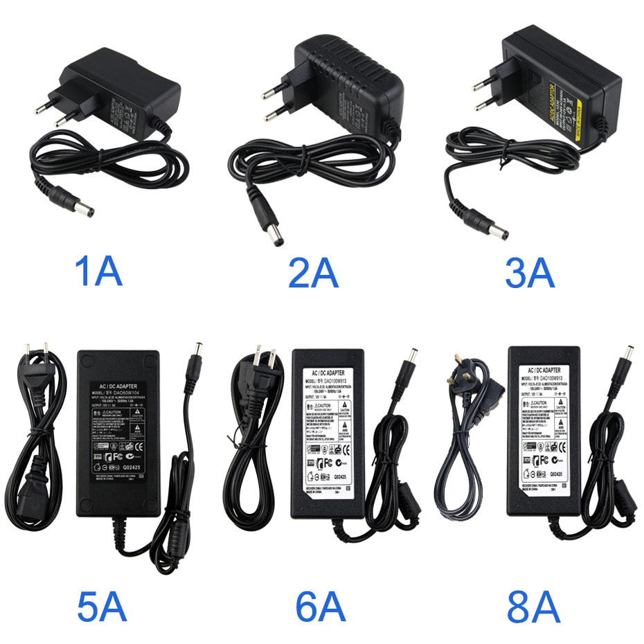 DC12V 1/2/3/5/6/8/10A commutateur adaptateur d'alimentation pour LED bande 12V 5.5mm x 2.5mm sortie éclairage transformateur adaptateur 12W-120W
