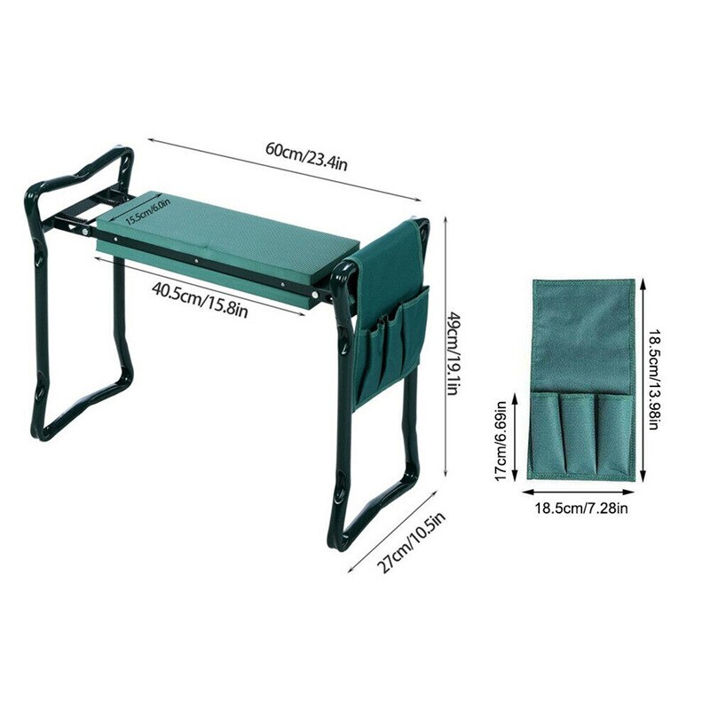 2 In1 Garden Seat Kneeler Foldable Bench With Tool Pouch Home Outdoor Bench Knee Pad