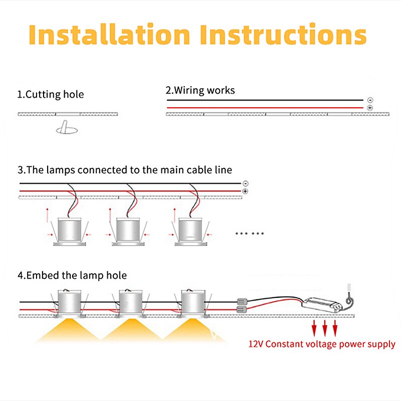 Recessed Led Mini Downlights 1W DC12V Waterproof IP65/20 Under Cabinet Bathroom Kitchen Ceiling Spot Lights Fixtures With Driver