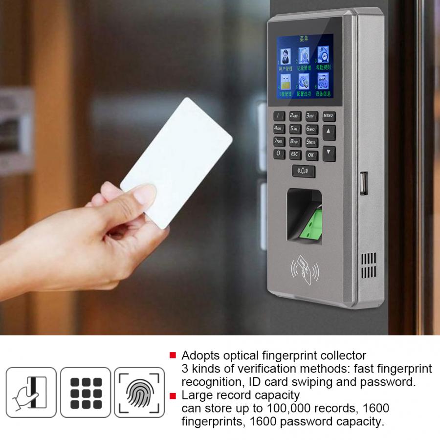 2.4in TFT Time Attendance Machine Fingerprint Card Password Door Access Control System Time Attendance