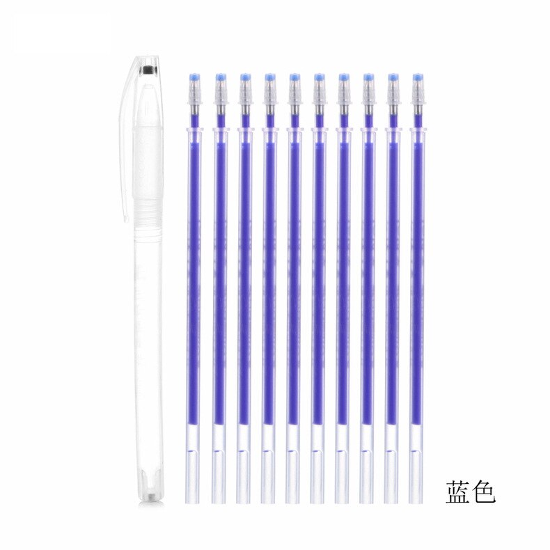 1Set = 10 Uds marcadores para tela lápiz calor de alta temperatura desapareciendo marcador plumas desaparecer de las líneas de dibujo Accesorios: Blue 10Pcs