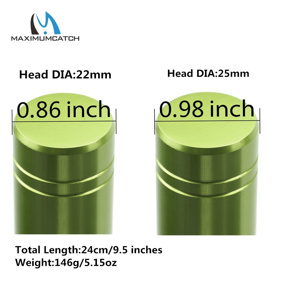 Maximumcatch Head Diameter 22mm/25mm Fly Fishing Bat Strong Aluminum Fishing Priest Fish Whacker Fish Bat