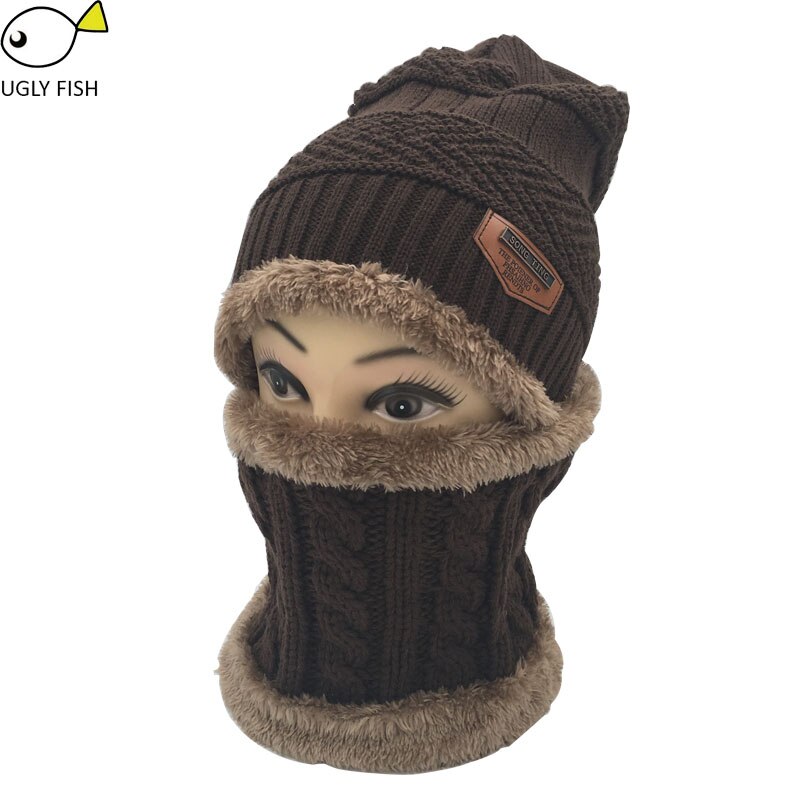 Nekwarmer wintermuts gebreide muts sjaal muts wintermutsen voor mannen gebreide muts heren muts gebreide muts skullies mutsen: Koffie nekwarmer