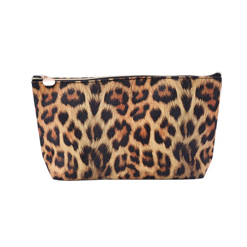 Rejse kosmetiktaske leopardprintet makeup-etui pose toiletartikler  lx9f