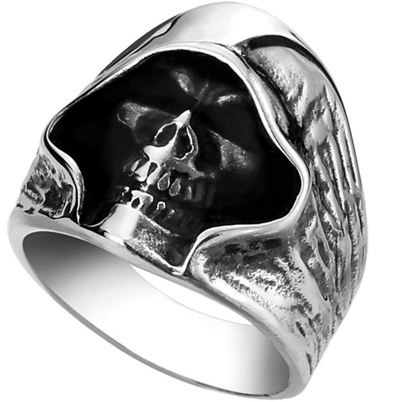 Fdlk Mannen Grote Vintage Biker Gothic Gegoten Death Grim Reaper Schedel Mode Legering Punk Ring