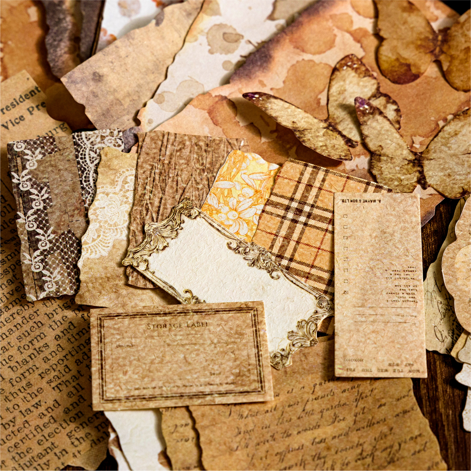 JIANQI 100 Uds decoración Vintage materiales para álbum de recortes Kit combinado de papel DIY diario basura Collage álbum de fotos papel de fondo Retro