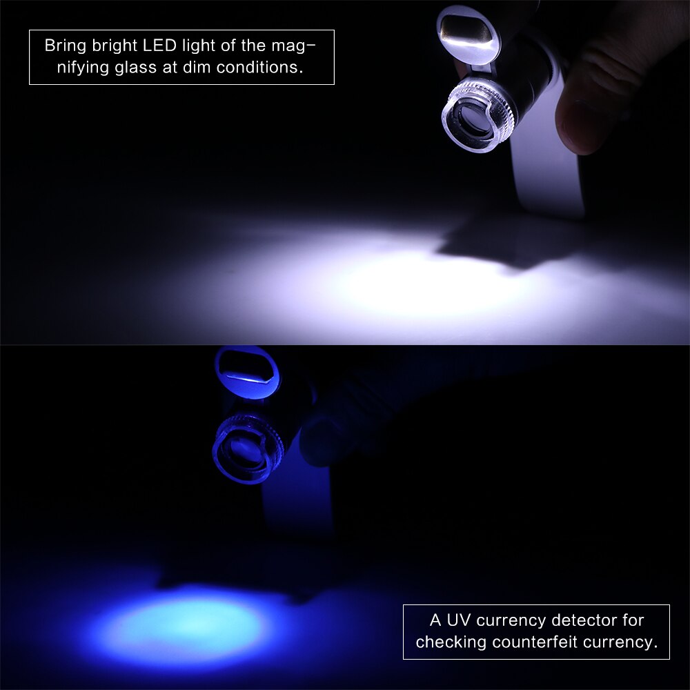 POWSTRO Universal 3-LED Mobile Phone Microscope Macro Lens 60X Optical Zoom Magnifier Micro Camera Clip LED Lenses For iPhone