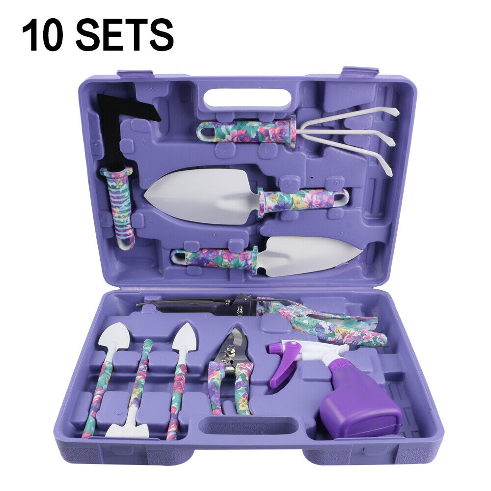 10PCS Garden Tools Kit Gardening Tools Set Pruner Rake Shovel Grass Garden Hand Tool Set With Storage Case For Garden Tools
