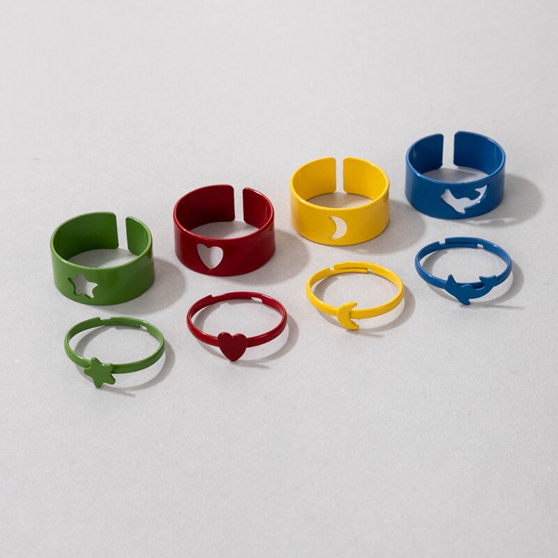 Docona Colorful goccia olio coppie anelli per le donne degli uomini di fascini cuore farfalla frutta lettera anello Set Wedding Jewelry кольца: 19757