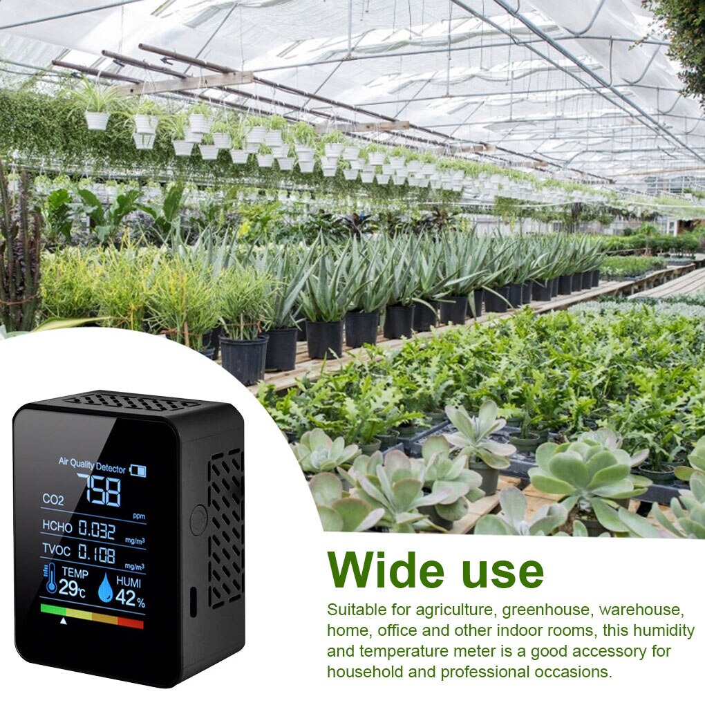 Temperature Tester Digital Display Rechargeable Air Detector Testing Fast Measure Meter Thermometer for Warehouse