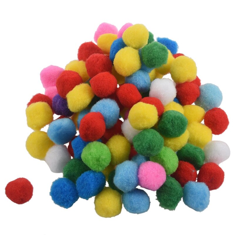 200 Pcs Gemengde Kleur Zachte Pluizige Pompons Voor Kinderen Ambachten, 100 Pcs 25 Mm & 100 Pcs 20 Mm