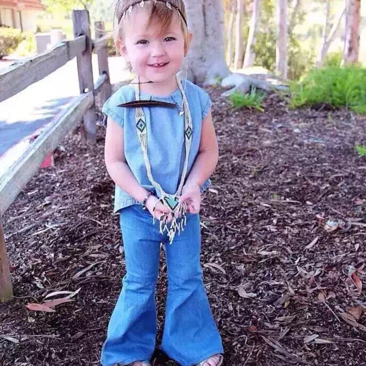 Children Suit Kids Clothes Summer Girl Set White Vest + Jeans Pants Sets for Kids