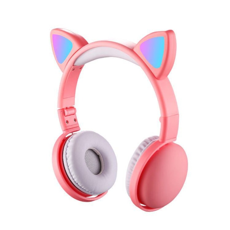 Wireless Headphones With LED Light Cat Ear Noise Cancelling Bluetooth Headphones Bluetooth 5.0 Kids Girl Headset With Mic