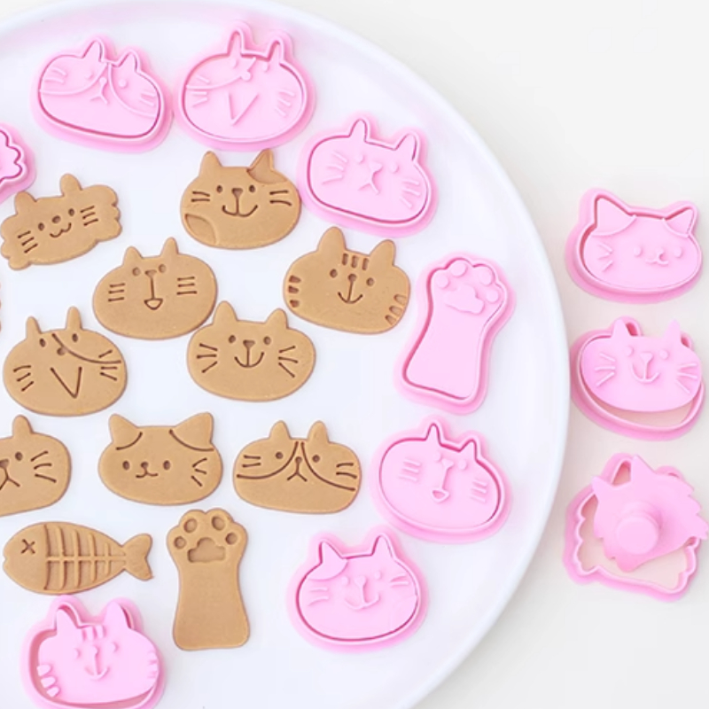 DIY Taart Decoreren Gereedschappen Leuke Kat Liefde Biscuit Mold Cookie Cutters Bakken Tool 3D Cartoon Plastic Bakvorm Cookie Tools