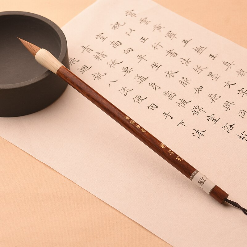 Pincel de pelo de conejo púrpura para caligrafía, pincel pequeño de bambú chino para escritura Regular, escritura de pelo de comadreja para principiantes, Tinta China