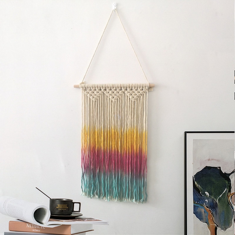 1PC Macrame Bohemian Tapestry Wall Hanging Chic Geometric Art Handicrafts Woven Tapestry For Home Living Room Decoration