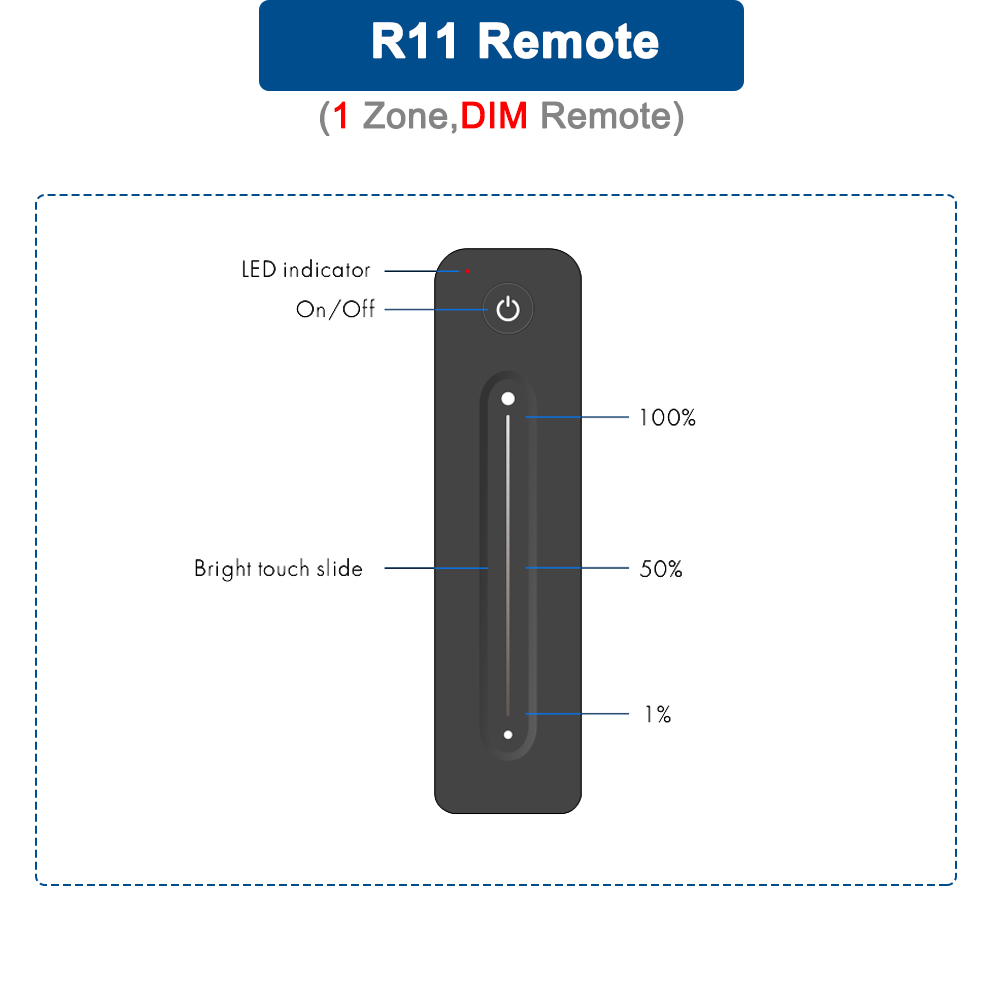 Dimmer 12v 24v 36v 5v dc 8a 2.4g rf pwm trådløs berøringsfjernkontroll for led-stripelysbrytere med én farge dimmerkontroller  v1 r11
