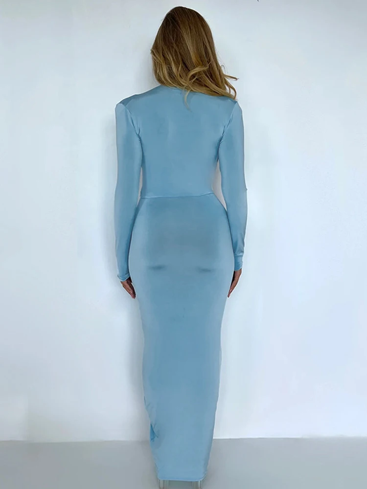 Hvid høj stretch sexet kjole kvinder plisseret dyb v bodycon midi efterårskjole festkjoler vestidos