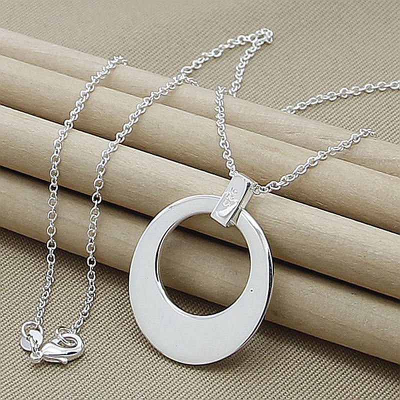 Wedding Jewelry Set 925 Silver Moon Hoop Earring Pendant Necklace Chains Set For Women Jewelry Accessories