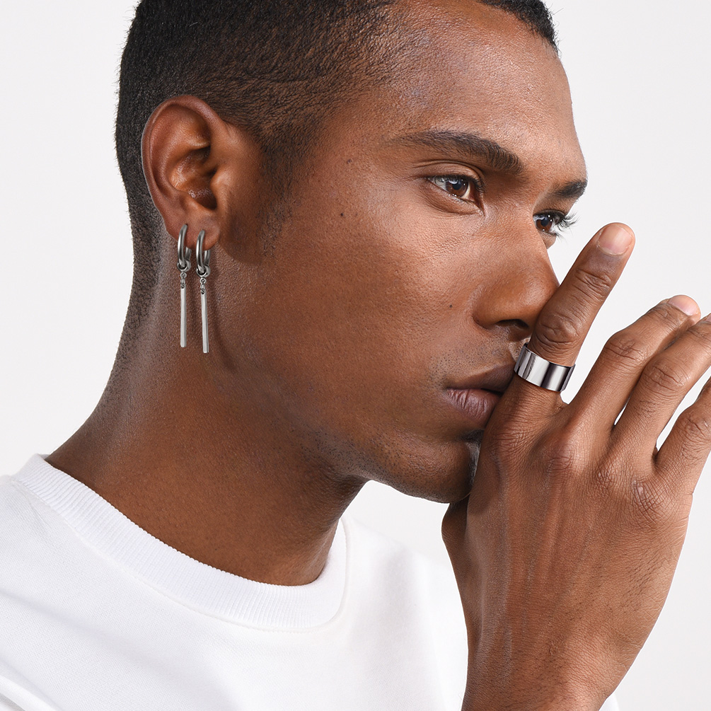 U7 Vertical Bar Earrings for Man Women Hypoallergenic Piercing Hook Hoop Bar Stripe Dangle Earring Daily Stylish Jewelry