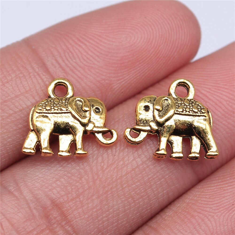 Wysiwyg 20Pcs 13X12Mm Charms Dubbelzijdig Olifant 3 Kleuren Plated Hangers Maken Diy Handgemaakte Tibetaanse Sieraden