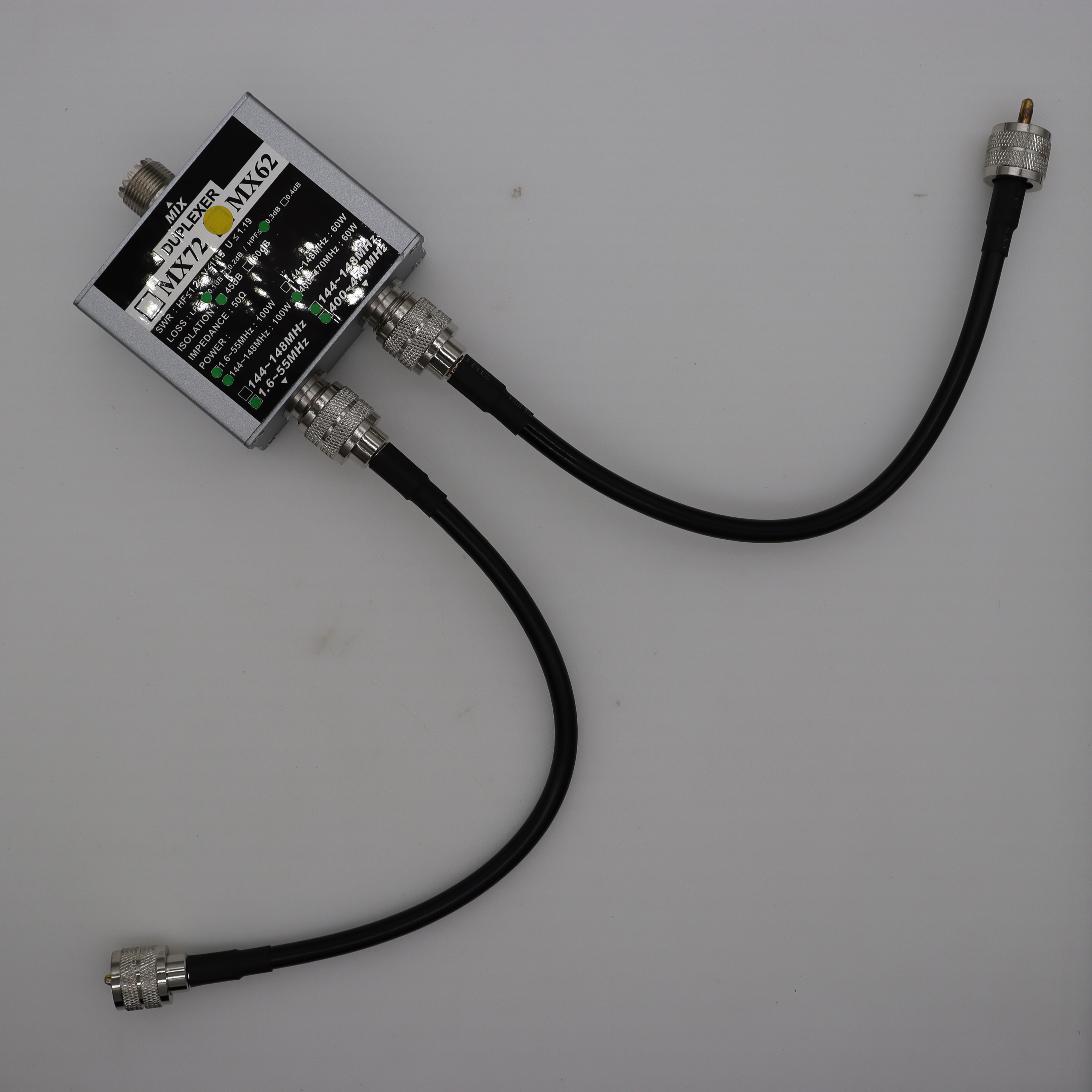 Walkie Talkie HF Ham VHF UHF Tri-banda Amateur Radio bidireccional antena combinador MX62 50 Ohm 60-100W duplexor lineal SO239