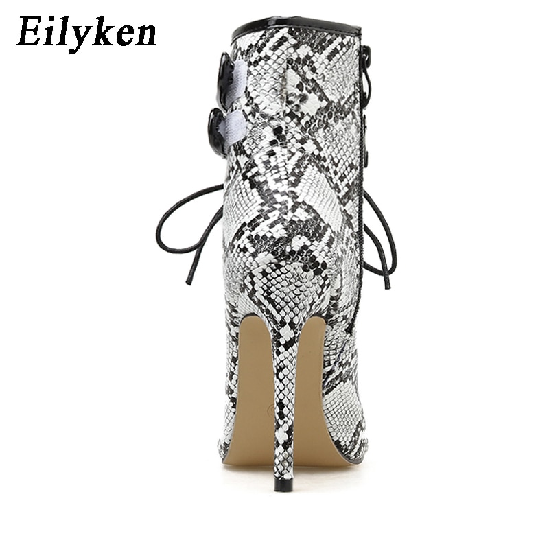 Eilyken slangeprint efterårsstøvler sandaler kvinder høje hæle peep toe ankel støvletter nitte kvinde støvler str. 35-40
