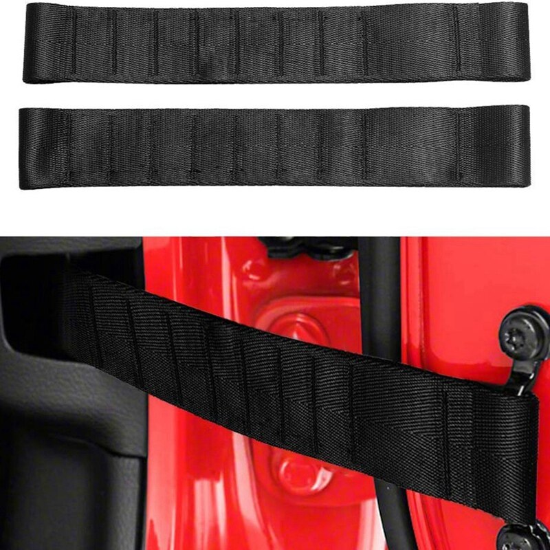 1 Paar 1000 Lb Zware Krachtige Verstelbare Deur Limiet Stop Riem Voor Jeep Wrangler Tj Jk Jl (Zwart)