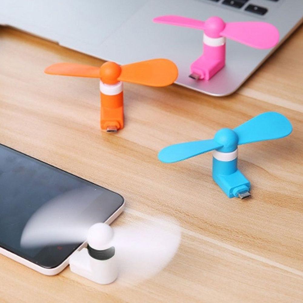 Mini ventilateur portable micro usb 2 in en 1, mini ventilateur cool pour téléphone android otg, couleurs aléatoires