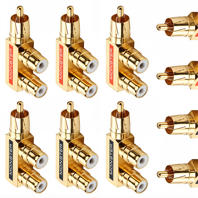 2/4/8Stck vergoldetes Kupfer AV Audio- Splitter Stecker RCA Adapter 1 Stecker auf 2 Buchse