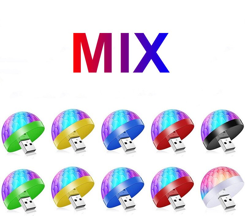 USB Ambient Light DJ RGB Mini Colorful Music Sound Led Apple USB Interface Party Atmosphere Interior Dome Trunk Lamp: MIX