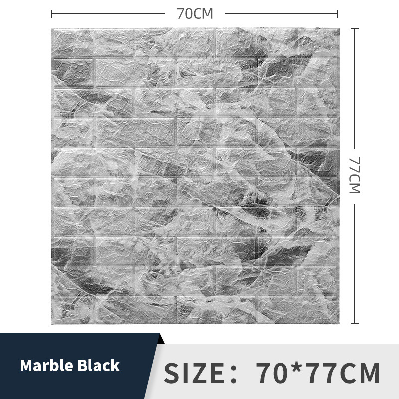 5PCS Self adhesive Waterproof TV Background Brick PVC Wallpapers 3D Wall Sticker Living Room Wallpaper Mural Bedroom Decorative: marble black