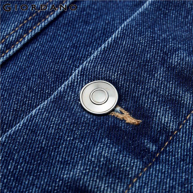 Giordano Men Jackets Turn-down Collar Denim Jacket Cotton Muti-Pockets Soild Causal Jackets 13071886