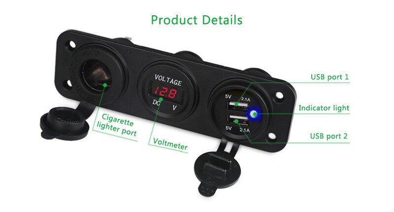 Urbanroad Dc 12V Motorfiets Boot Auto Dual Usb Lader Sigarettenaansteker Adapter Met Voltmeter Auto Usb Socket 5V 4.2A