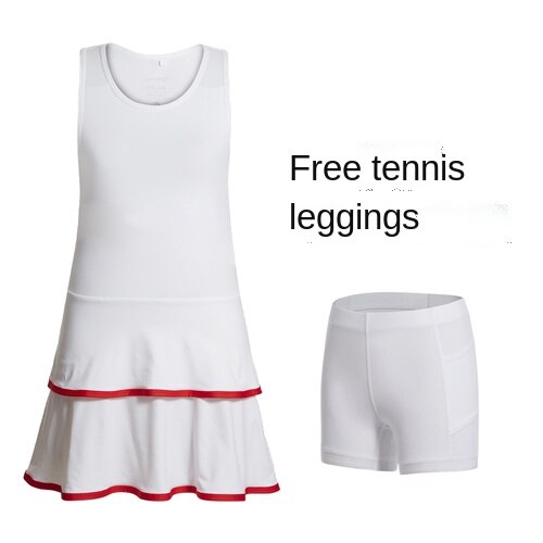 Falda deportiva para niñas, traje de tenis de secado rápido, falda de bádminton, chaleco de una pieza, novedad de 2022: Beige / 160cm