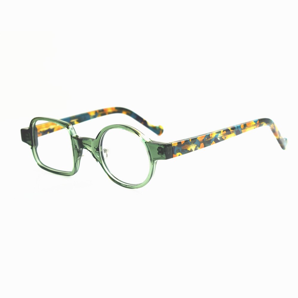 Montura de anteojos cuadrada redonda y pequeña, lentes de acetato con borde completo, transparentes, Estilo Vintage: Green
