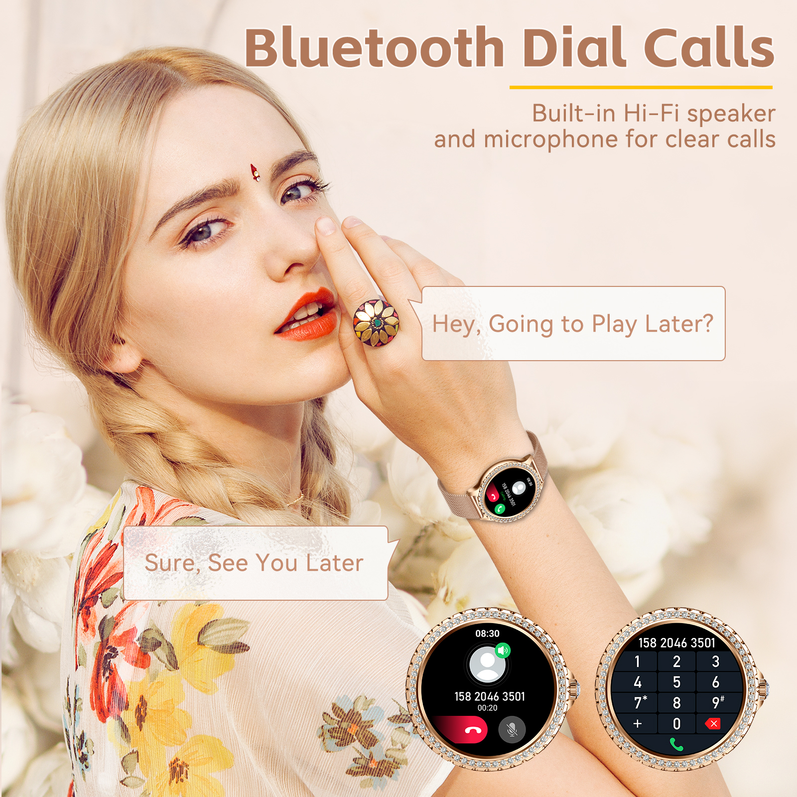 EIGIIS-Montre intelligente I58 pour femme, écran HD 2024 ", montres de sport à la , appel Bluetooth, moniteur de santé, étanche IP67, , 1.32